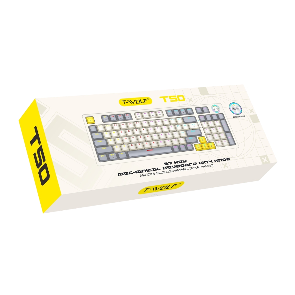 T-WOLF T50 WHITE RGB WIRED MECHANICAL GAMING KEYBOARD 2 T-WOLF T50 WHITE RGB WIRED MECHANICAL GAMING KEYBOARD - Image 2